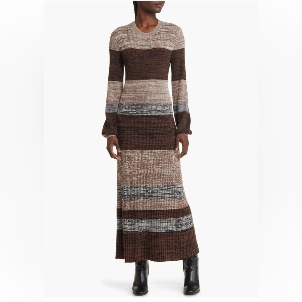 Treasure & Bond
Stripe Long Sleeve Rib Maxi Sweater Dress